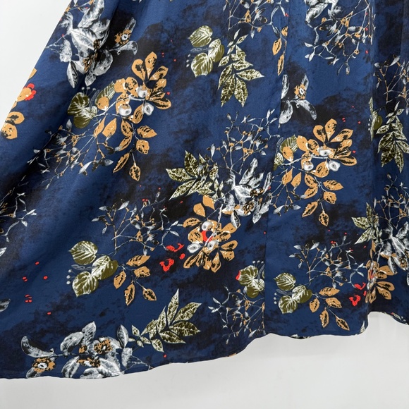 Abaadlw Skirt Women Medium NEW Blue Floral A Line Elastic Waist Pockets Boho - Picture 5 of 11